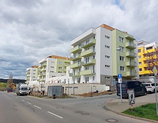 Podej bytu 2+kk s terasou před dokončením v Brně  - Bystrci